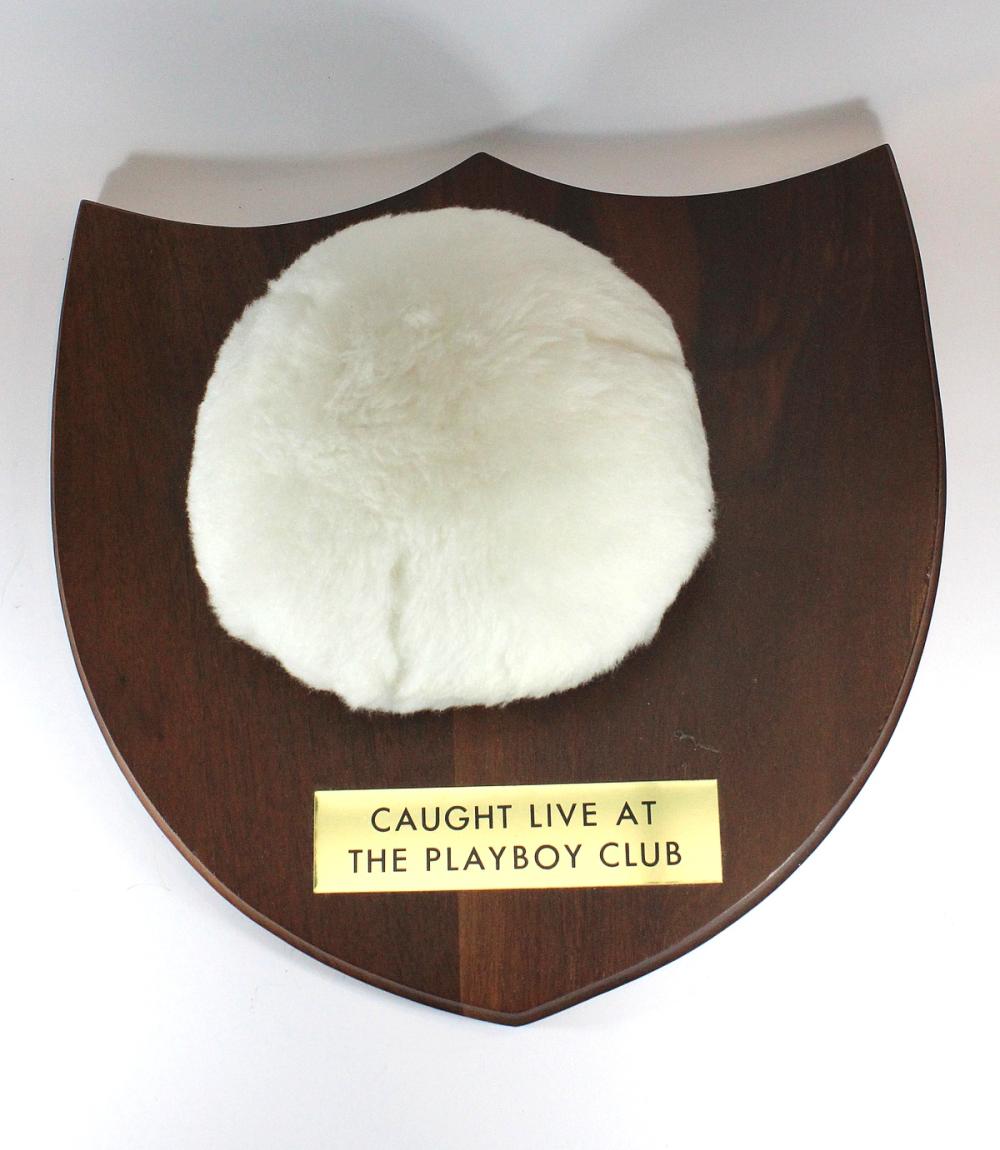 'Playboy Bunny Tail', mounted on plaque inscribed 'Caught Live at the Playboy Club', as New