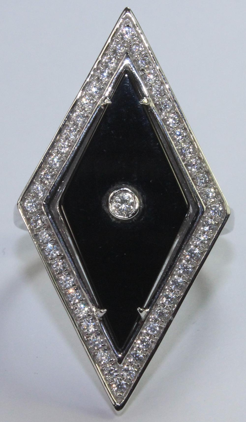Diamond & Onyx Ring in 9ct White Gold