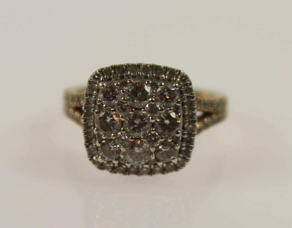 Square-set White Sapphire Ring in 9ct Yellow Gold