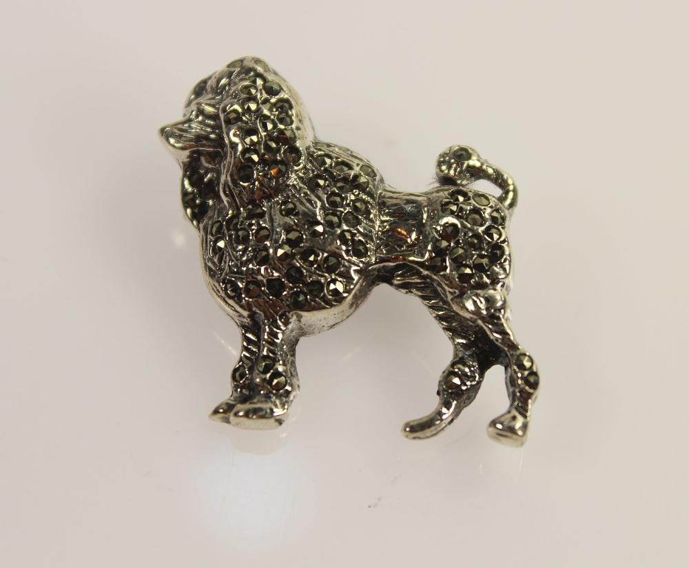Poodle Brooch in Marcasite and Sterling (925) Silver