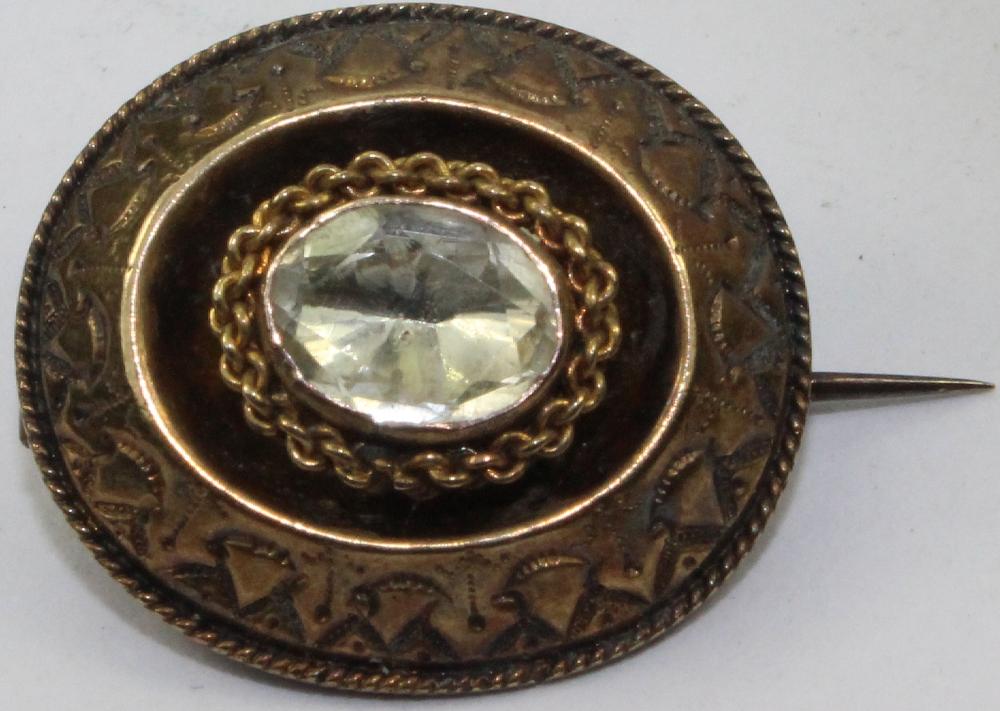 Small Georgian Mourning Brooch in Burnished 18ct Gold