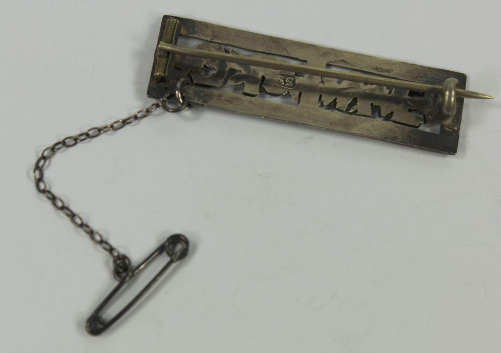 Vintage Rectangle Bar Brooch in Sterling (925) Silver with Safety Pin